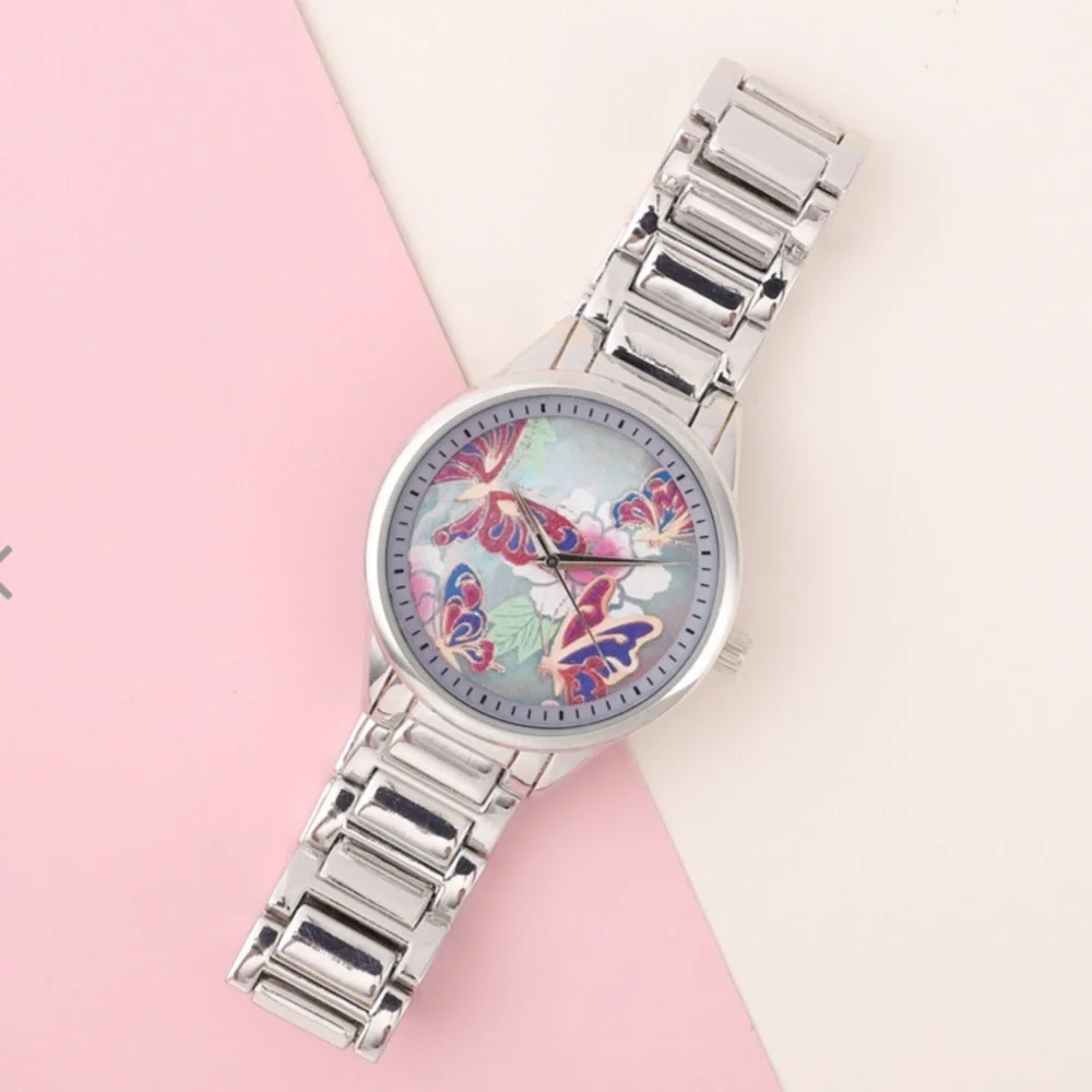 Watch with Red Butterfly Pattern